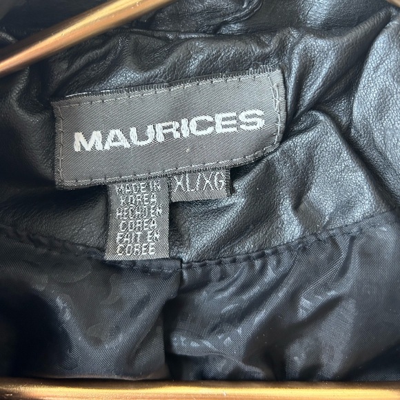 Vintage 80’s Maurices Leather Trench Coat Women's Unisex Size XL Black - Picture 3 of 14